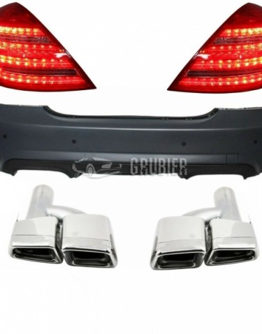 - REAR BUMPER - Mercedes S-Klass W221 / S221 - "S63 AMG Look / With Lights & Tips"